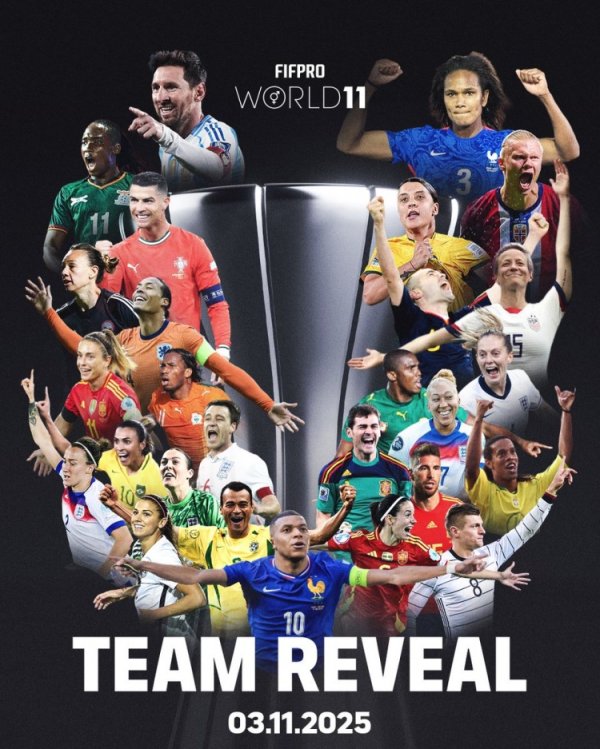 FIFPRO年度最佳阵10月27日公布候选名单，11月3日公布最终结果